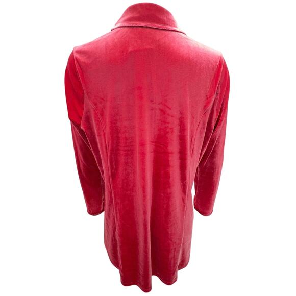 Soft Surroundings Women’s XL Enchanted Velvet Shirt Sangria Red Gold Buttons - Picture 7 of 13